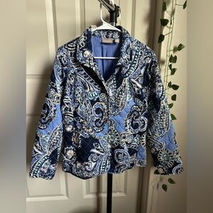 Chico's Blue Puffer Jacket with Unique Design